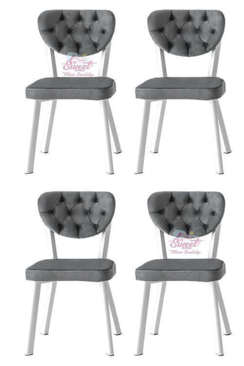 Simge Metal Sandalye Renkli Ayak 4 Lü Set Cafe,Restaurant,Mutfak,Salon,Yemek Odası Sandalyesi 