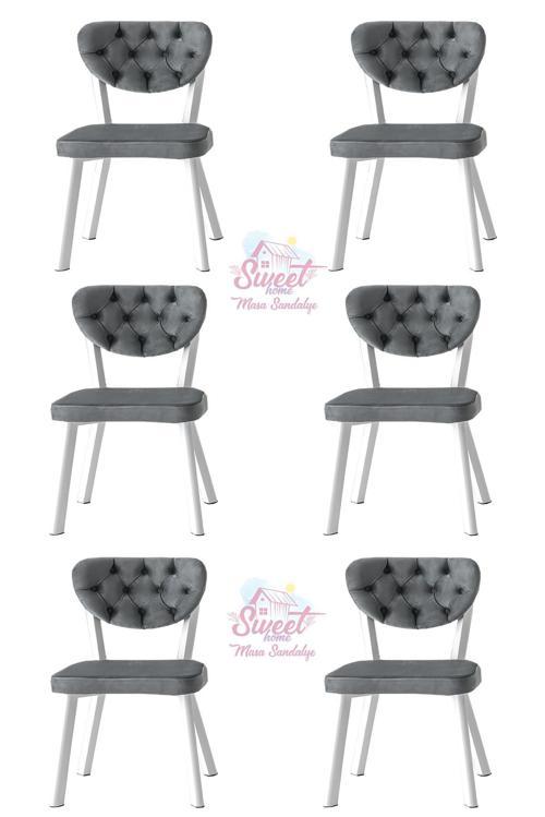 Simge Metal Sandalye Renkli Ayak 6 Lı Set Cafe,Restaurant,Mutfak,Salon,Yemek Odası Sandalyesi 