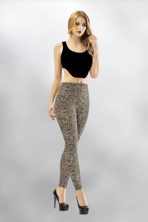 4059 BAYAN LEOPAR DESENLİ UZUN TAYT TEKLİ