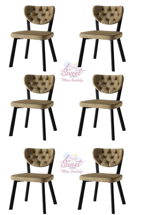 Simge Metal Sandalye Renkli Ayak 6 Lı Set Cafe,Restaurant,Mutfak,Salon,Yemek Odası Sandalyesi 
