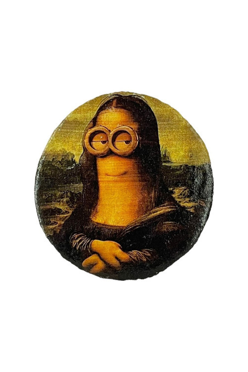 Mona Minion El Yapımı Ahşap Baskısı Duvar Süsü Dekoratif Doğal Rustik Cafe Süsü Hediyelik