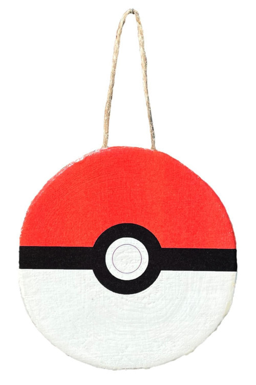 Pokeball Pokemon El Yapımı Ahşap Baskısı Duvar Süsü Dekoratif Doğal Rustik Cafe Süsü Hediyelik