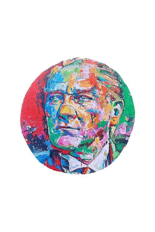 Pop Art Atatürk 01 El Yapımı Ahşap Baskısı Duvar Süsü Dekoratif Doğal Rustik Cafe Süsü Hediyelik