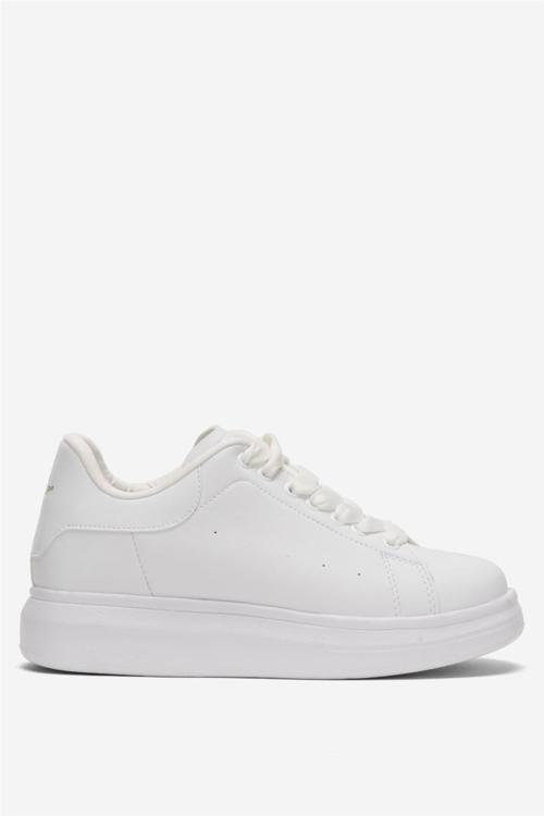 Unisex Yüksek Taban Günlük Spor Sneaker Ayakkabı BEYAZ