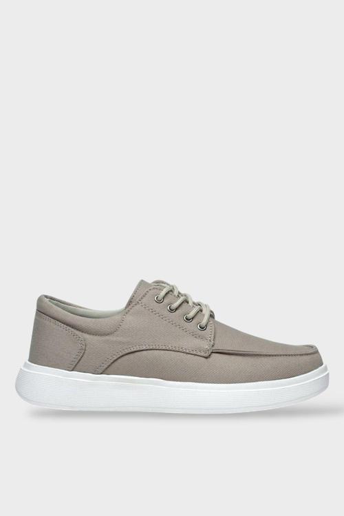 Erkek Keten Gabardin Kumaş Günlük Sneaker Ayakkabı BEJ