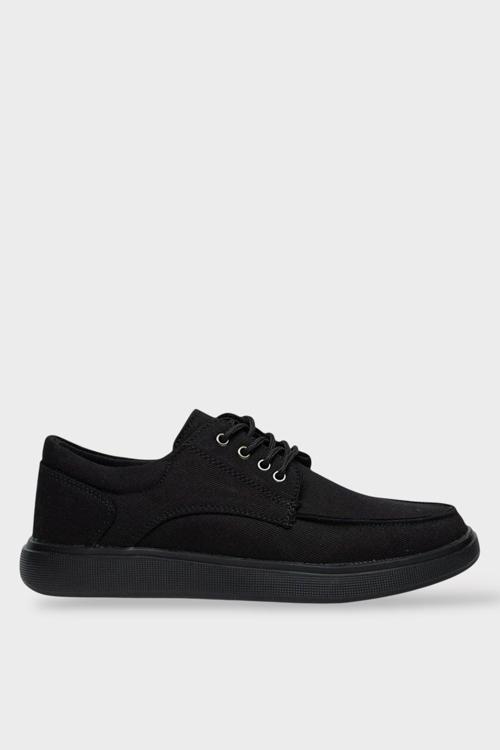 Erkek Keten Gabardin Kumaş Günlük Sneaker Ayakkabı SİYAH