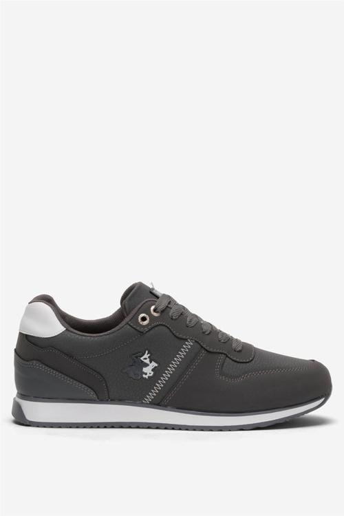 Erkek Günlük Cilt Sneaker Ayakkabı FÜME - BEYAZ