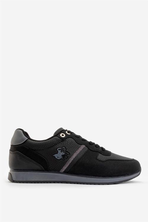 Erkek Günlük Cilt Sneaker Ayakkabı SİYAH - FÜME