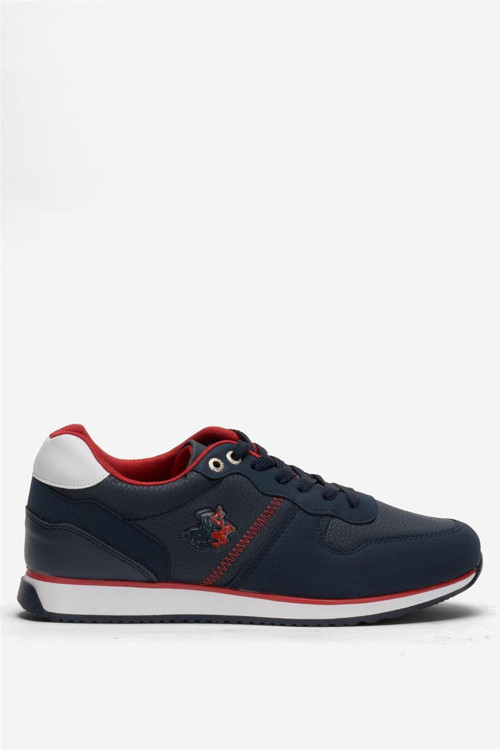 Erkek Günlük Cilt Sneaker Ayakkabı LACİVERT - BEYAZ