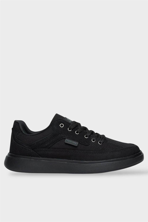 Erkek Keten Gabardin Kumaş Günlük Sneaker Ayakkabı SİYAH