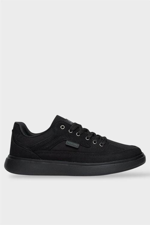 Erkek Keten Gabardin Kumaş Günlük Sneaker Ayakkabı SİYAH