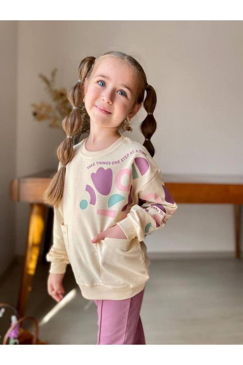 Kız Çocuk Kalp Baskılı 2'Li Takım. Pamuklu Mükemmel Kalite