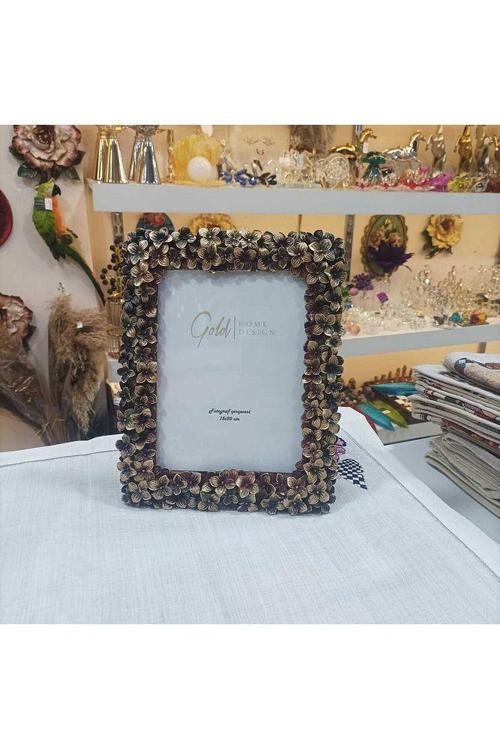 Fotoğraf Çerçevesi Çiçek Desenli Kahverengi 15x20 cm