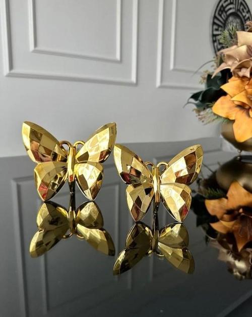 Dekoratif 2 Li Biblo Kelebek Mini Süs Gold Colour
