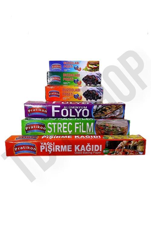 Buzdolabı Poşeti + Streç Film + Alüminyum Folyo + Pişirme Kağıdı Ekonomik 6'Lı Set