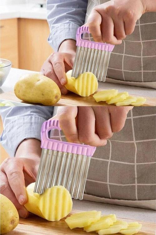Cips Patates Doğrayıcı Şekilli Sebze Ve Meyve Dilimleyici Hamur Kesme Aparatı 1 Adet