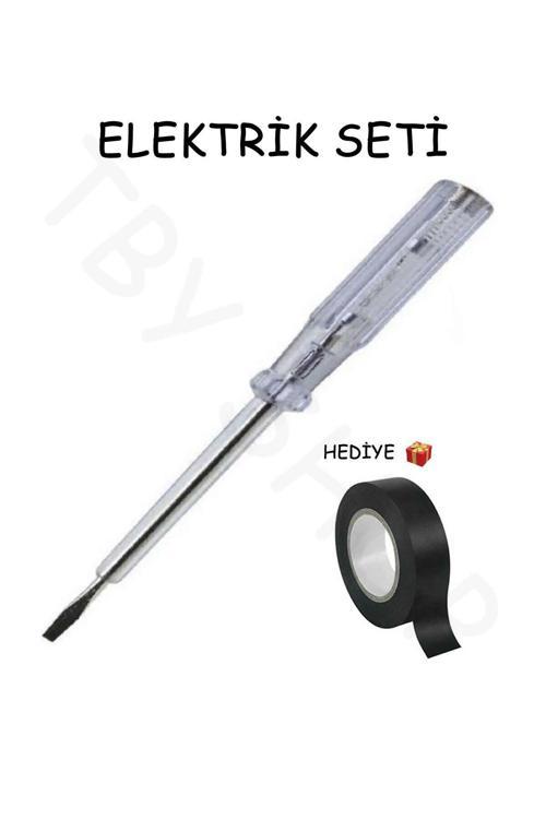 Elektrik Seti Düz Çelik Uçlu Kontrol Kalemi -  Hediye Elektrik Bandı