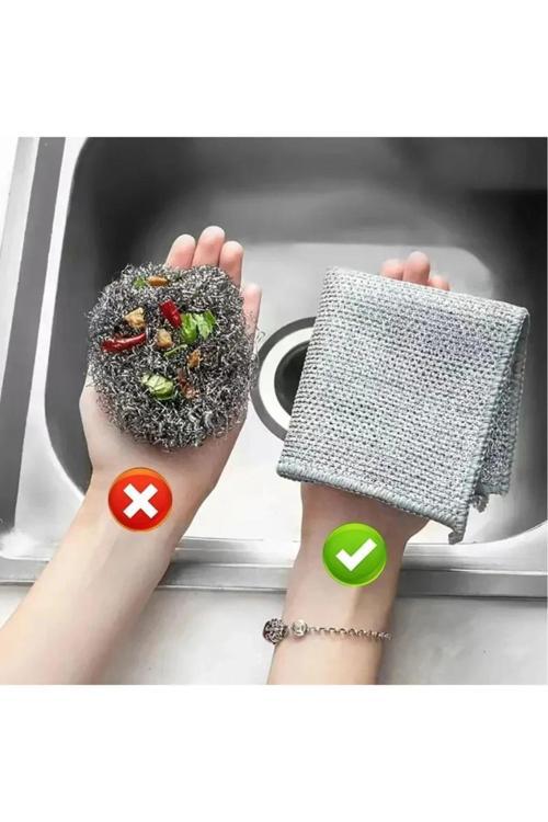 İnox Bez Telli Bulaşık Bezi, Zor Kir Bezi, Mutfak Banyo Bezi 1 Adet