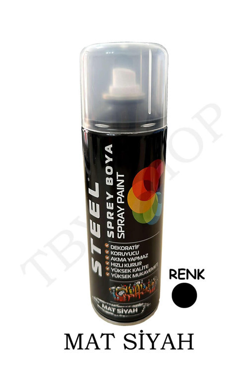 Mat Siyah Sprey Boya 400 Ml Dekoratif Boya Graffiti Duvar Boyası Mobilya Boyası Metal Boyası 1 Adet