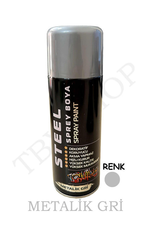 Metalik Gri Sprey Boya 400 Ml Dekoratif Boya Graffiti Duvar Boyası Mobilya Boyası Metal Boyası