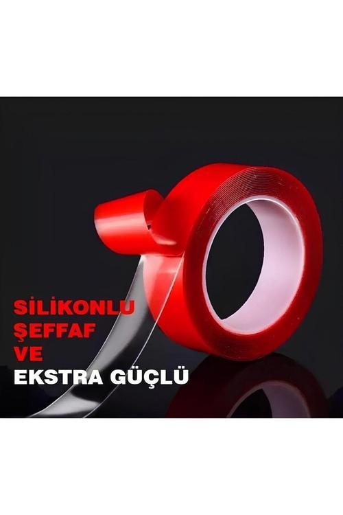 Silikonlu Çift Taraflı Bant Su Geçirmez Akrilik Şeffaf Bant 18Mm X 2 Mt