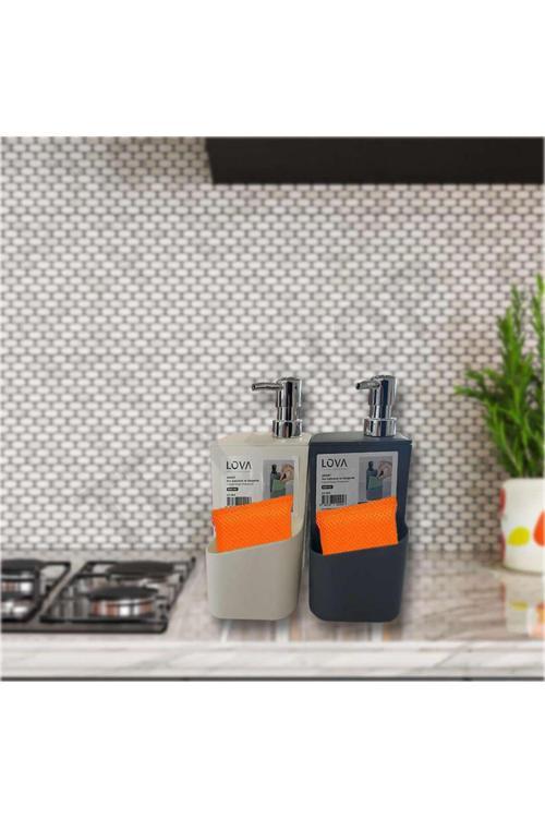 Siyah Renk Bulaşık Süngeri Hazneli Sıvı Sabunluk - Deterjanlık 650 Ml. 1 Adet