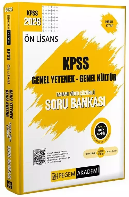 2026 KPSS Ön Lisans Soru Bankası Çözümlü Tek Kitap Pegem Akademi Yayınları