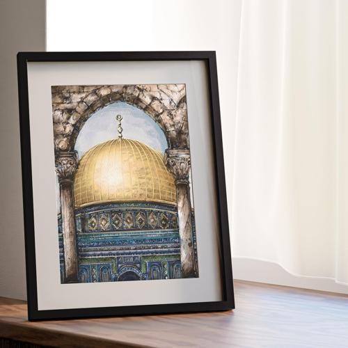 Çerçeveli Dijital Filistin Kubbetü's-sahra Duvar Dekoru 30*40 P00002
