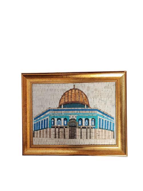 Kubbet-üs Sahra Mozaik Sanat Paneli Orta Altın Çerçeve P00037