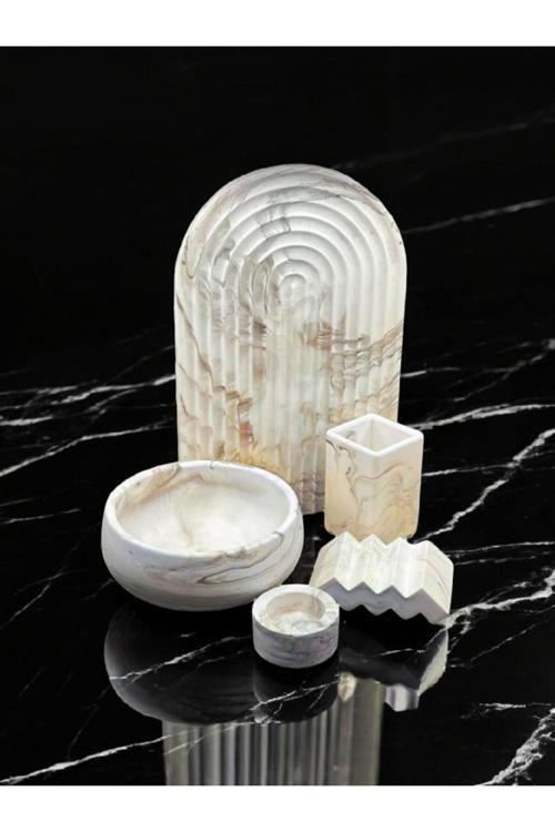 Marble Serisi Havluluk Ve Diş Fırçalık Banyo Seti