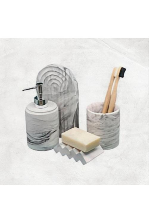 Marble Serisi Sıvı Sabunluk Ve Diş Fırçalık Seti