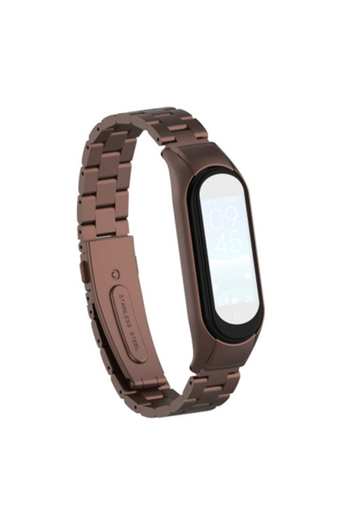 Xiaomi Mi Band 5 Stainless Steel 3 Bakla Çelik Kayış Kordon Kahverengi