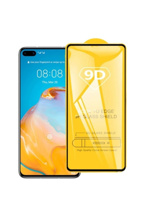 Huawei P40 9D Full Glue Tempered Cam Ekran Koruyucu Siyah