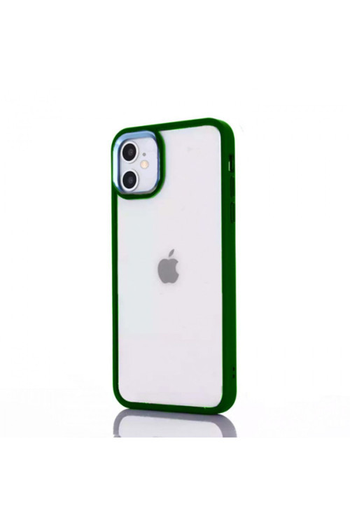 Iphone 12 - 12 Pro 6.1İnç Kılıf Parlak Renkli Çerçeveli Ultra Lüx Tpu Silikon Kılıf Yeşil