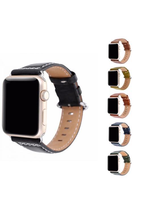 Ally Apple Watch 7 45Mm 6-5-4 44Mm Deri Kordon Kayış 3-2-1 42Mm Siyah