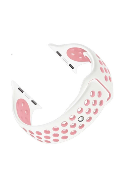 Ally Iwatch Se 6-5-4 44Mm 1-2-3 42Mm Kayış Kordon Nike Style Soft Silikon Beyaz,Pembe