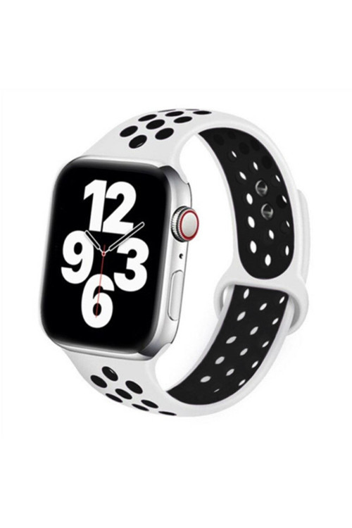 Ally Iwatch Se 6-5-4 44Mm 1-2-3 42Mm Kayış Kordon Nike Style Soft Silikon Beyaz,Siyah