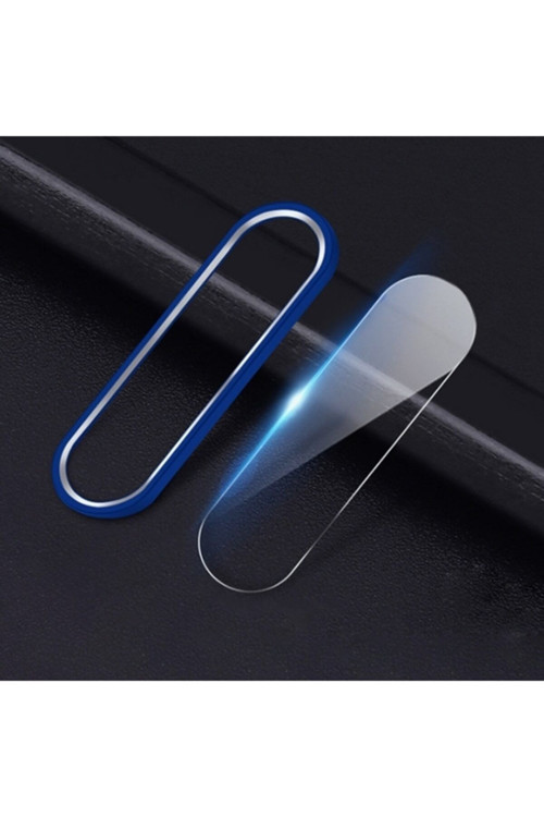 Xiaomi Mi Cc9-Cc9E- Mi A3 Kamera Koruma Metal Lens+ Kırılmaz Cam Set Mavi
