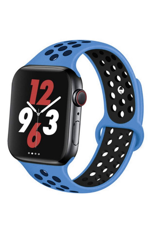 Ally Iwatch Se 6-5-4 44Mm 1-2-3 42Mm Kayış Kordon Nike Style Soft Silikon Mavi,Siyah