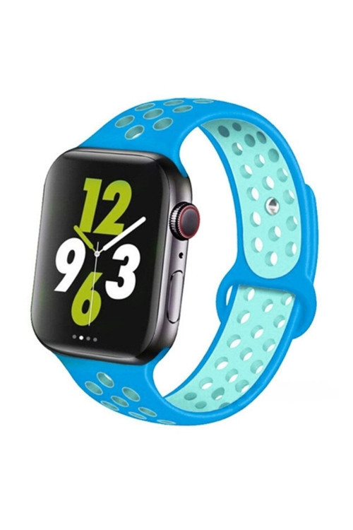 Ally Iwatch Se 6-5-4 44Mm 1-2-3 42Mm Kayış Kordon Nike Style Soft Silikon Mavi,Su Yeşili