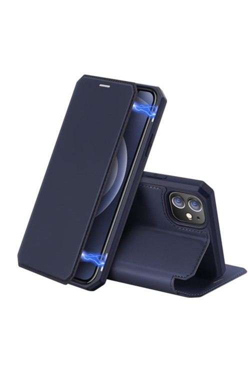 Dux Ducis Iphone 12/12 Pro Kılıf Mıkantıslı Kapaklı Flip Cover Kılıf Lacivert