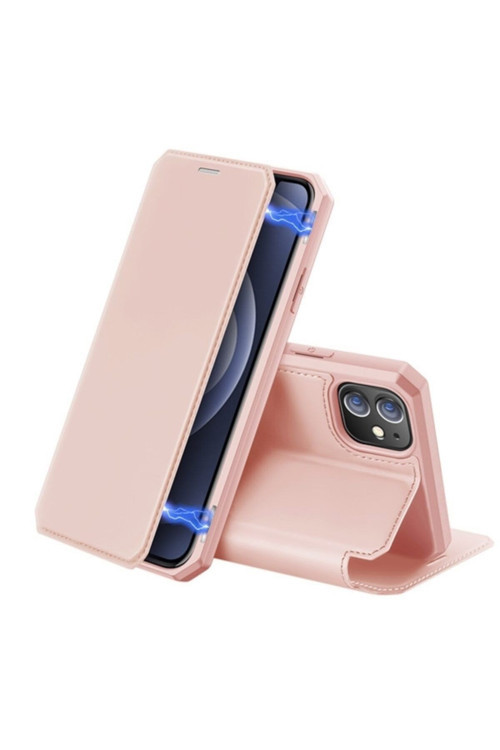 Dux Ducis Iphone 12/12 Pro Kılıf Mıkantıslı Kapaklı Flip Cover Kılıf Pembe