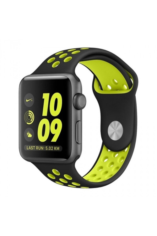 Ally Iwatch Se 6-5-4 44Mm 1-2-3 42Mm Kayış Kordon Nike Style Soft Silikon Siyah,Yeşil