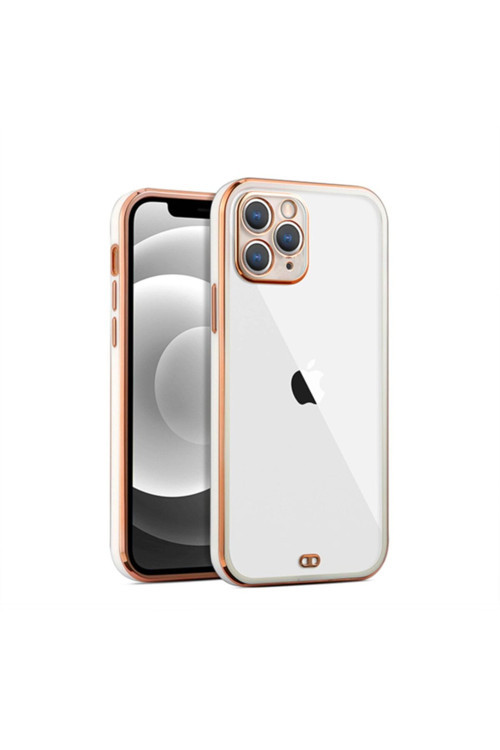 Iphone 11 Pro Max Uyumlu 6.5İnç Gold Çerçeve Kamera Korumalı Bumper Kılıf
