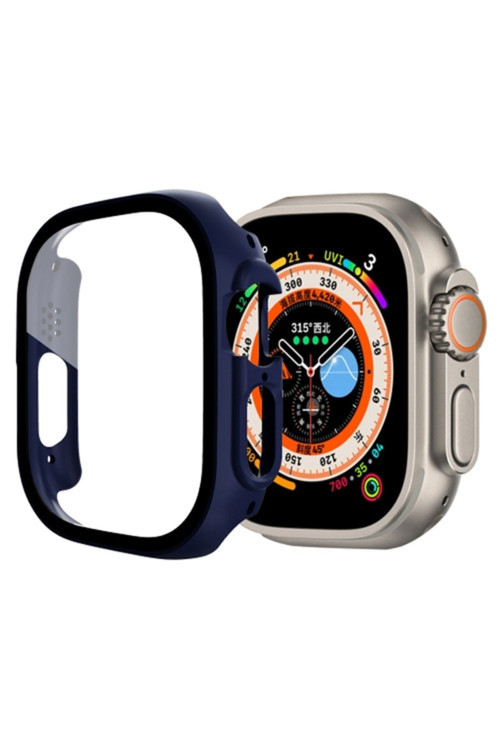 Apple Watch Ultra 49Mm Için Hard Pc Full Koruma Sert Armor Zırh Kılıf Lacivert