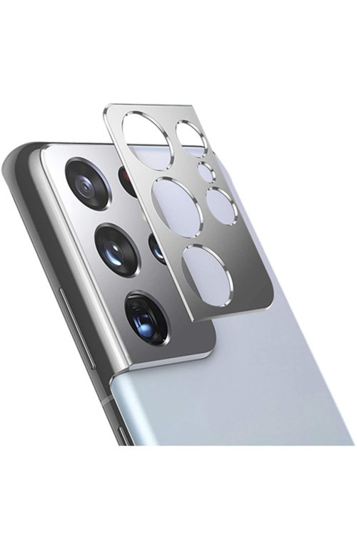 Sm Galaxy S21 Uyumlu Ultra 3D Metal Kamera Koruyucu Metal Lens Gümüş
