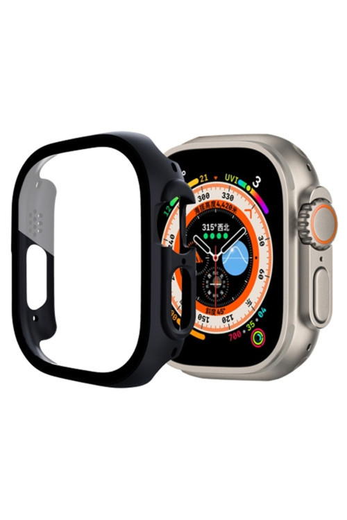 Apple Watch Ultra 49Mm Için Hard Pc Full Koruma Sert Armor Zırh Kılıf Siyah