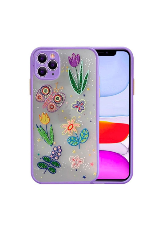 Iphone 11 Pro Uyumlu 5.8İnç Kamera Korumalı Çiçek Desenli Silikon Kılıf Desenli 1