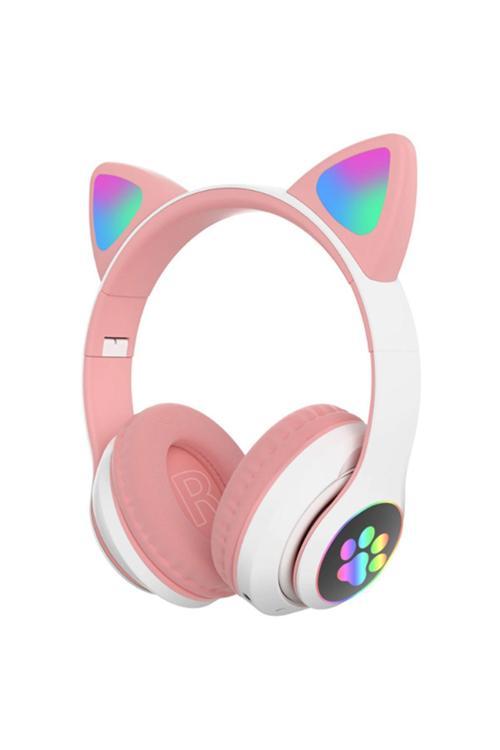 23M Kedi Kulak Kulaküstü Bluetooth 5.0 Kablosuz Kulaklık Led Işıklı