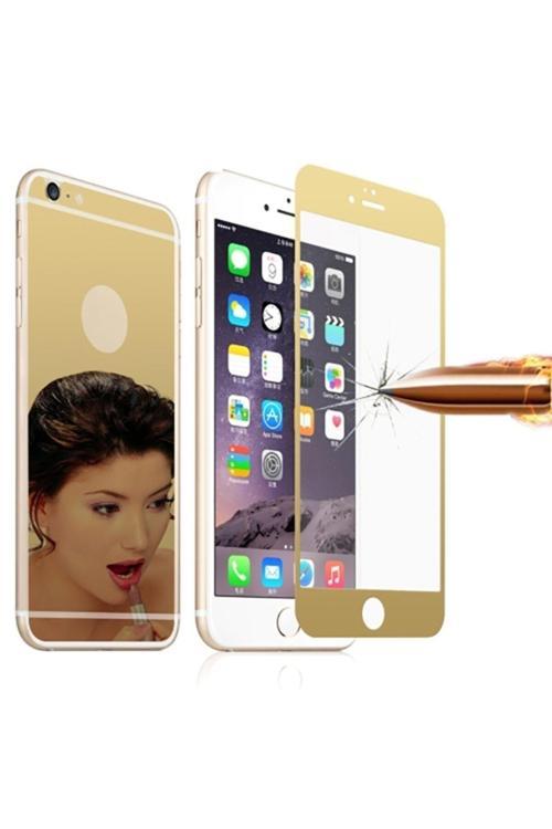 İphone 6, 6S On Ve Arka Aynalı Cam Ekran Koruyucu Gold